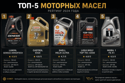 ТОП-5 моторных масел, которые лучше всего подходят для иномарок